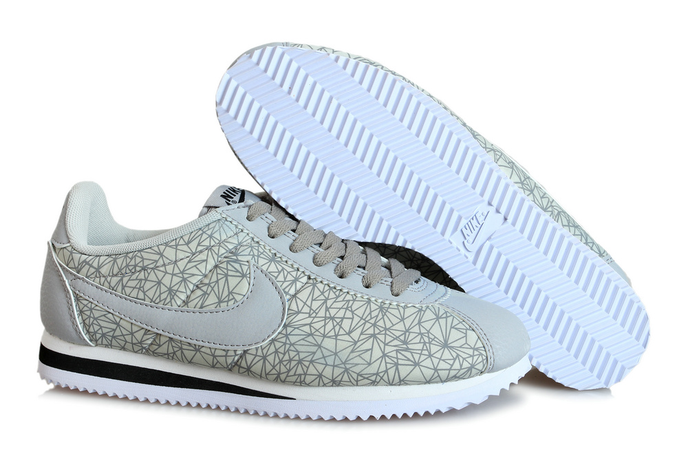 Nike Cortez Gump Couleurs Mélangées Géométriques Blanc Et Gris